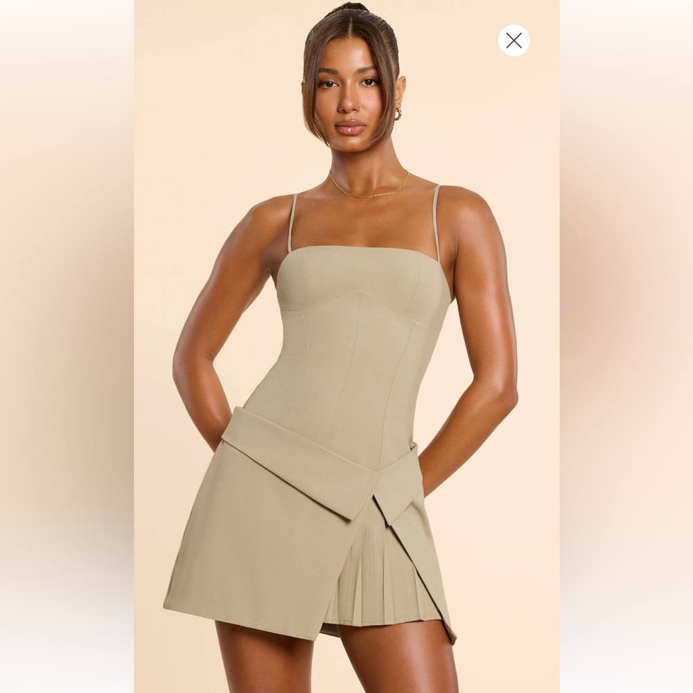 Oh Polly Wrap Over Pleated Dress